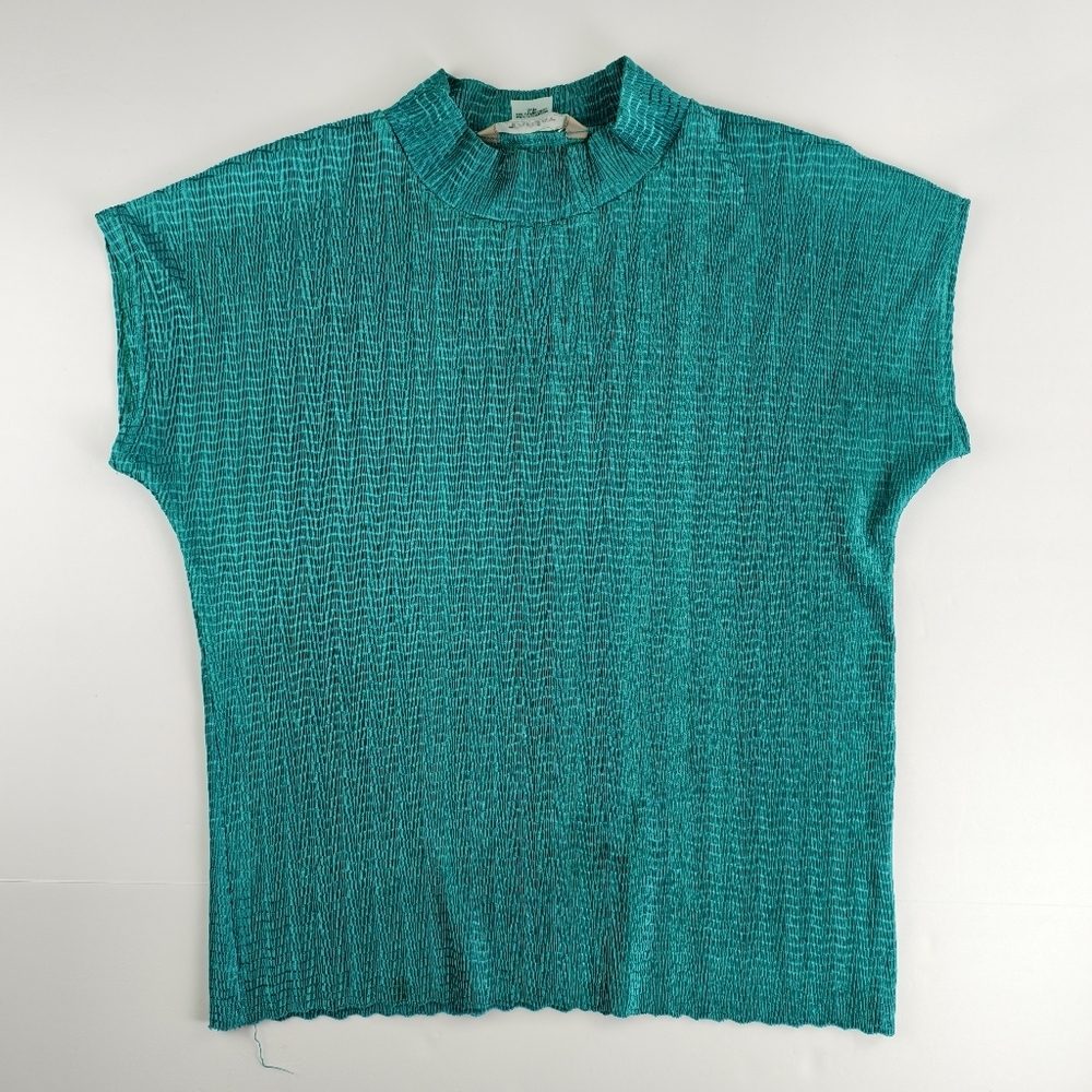 TanJay Cozy Women Sleeveless Tee Metallic Teal Cozy Weekend Fall Layer Size S